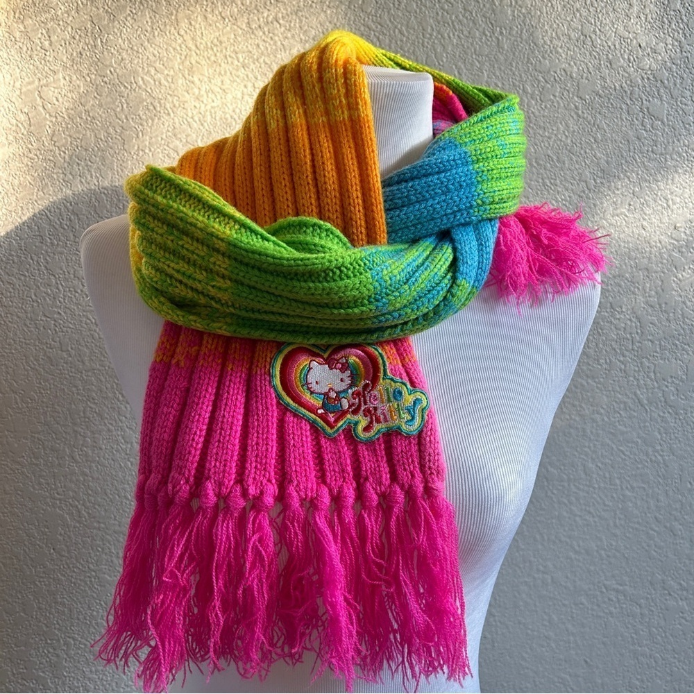 Sanrio Hello Kitty Rainbow Scarf with Heart Patch